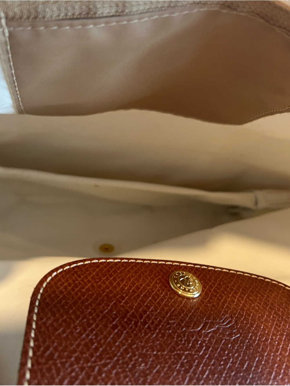 Authentic Longchamp Le Pliage Tote in Fawn with Brown Trim - Picture 8 of 15